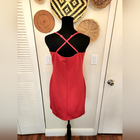 LAST ONE! Red Bodycon V-neck Spaghetti Strap Mini Dress WA - Picture 8 of 11
